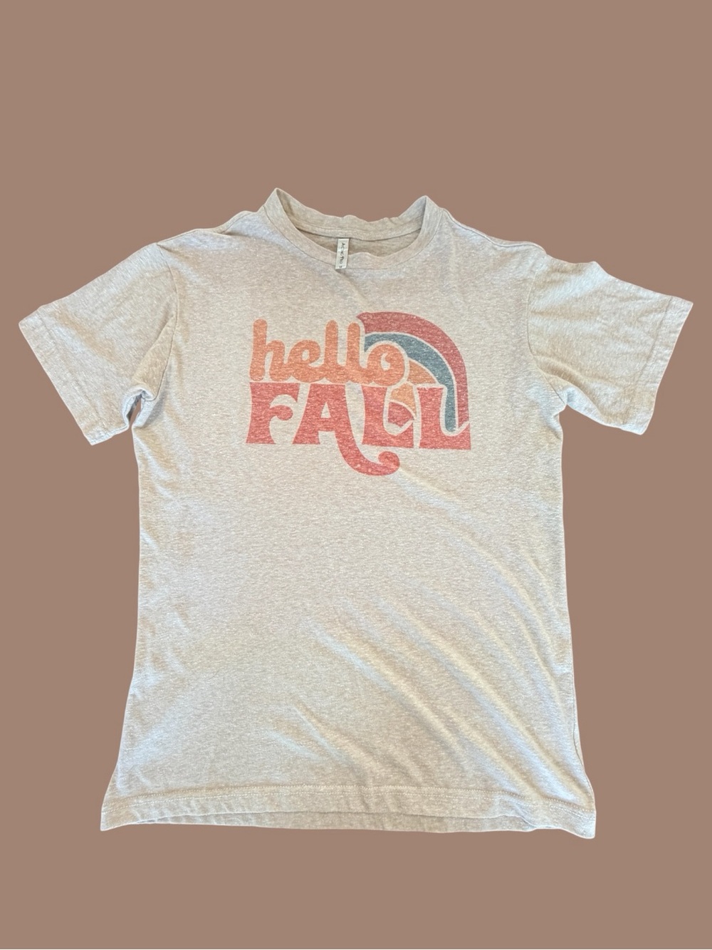 Hello Fall Graphic Tee - Light Heather Beige